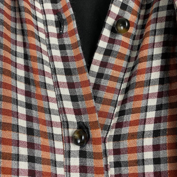 Sezane Selena Dress Lurex Tiles Print Check Tiered Mini Tie Neck Long Sleeve 42 - Picture 4 of 13